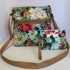 Sakroots Artist Circle Flat Colorful Floral Crossbody Bag and Pouch